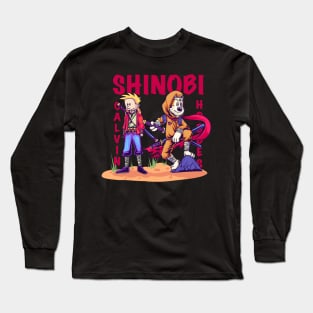 Shinobi Calvin and Hobbes parody samurai ninja Long Sleeve T-Shirt